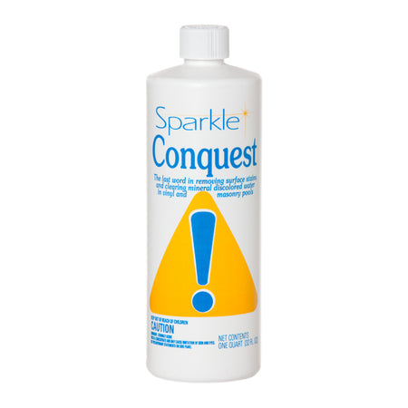 Quart Sparkle Conquest Liquid Concentrated Stain Remover For Vinyl & Masonry Pools - Up To 20,000 Gallons 3070