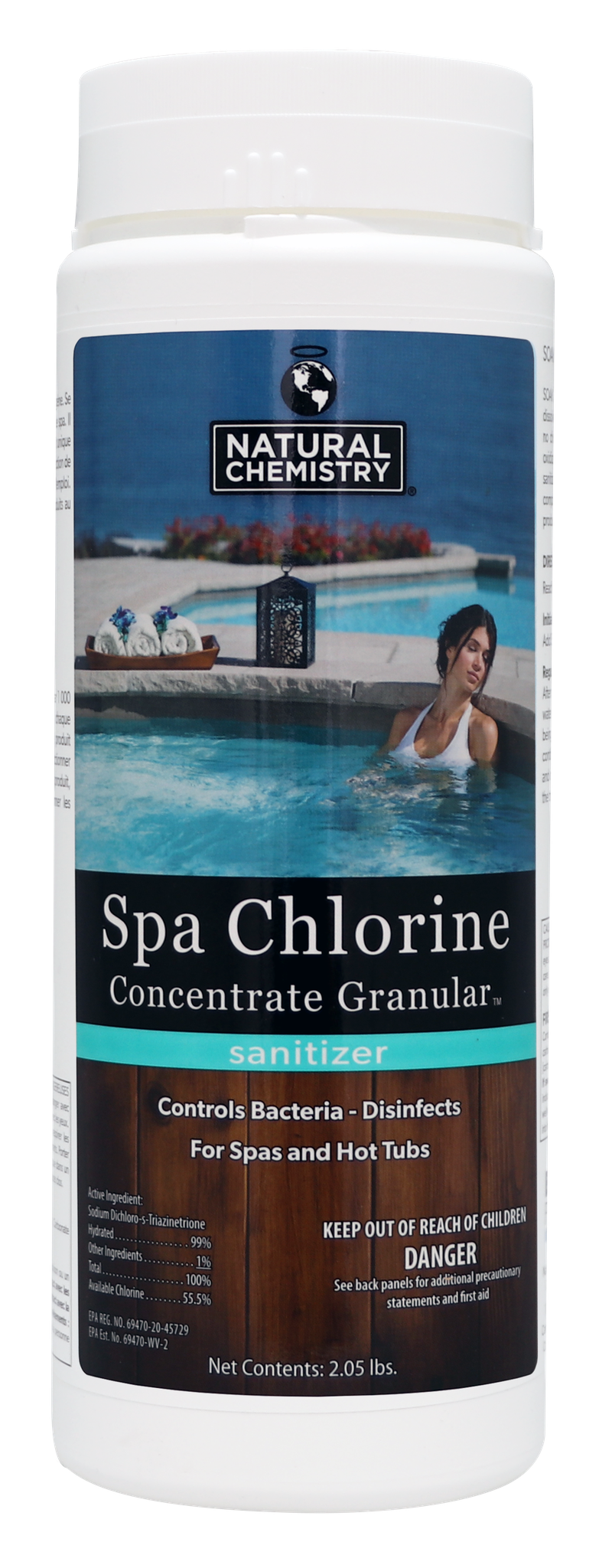 2.05 LB Natural Chemistry Spa Chlorine Concentrate Chlorine Sanitizer For Hot Tubs & Spas 04211