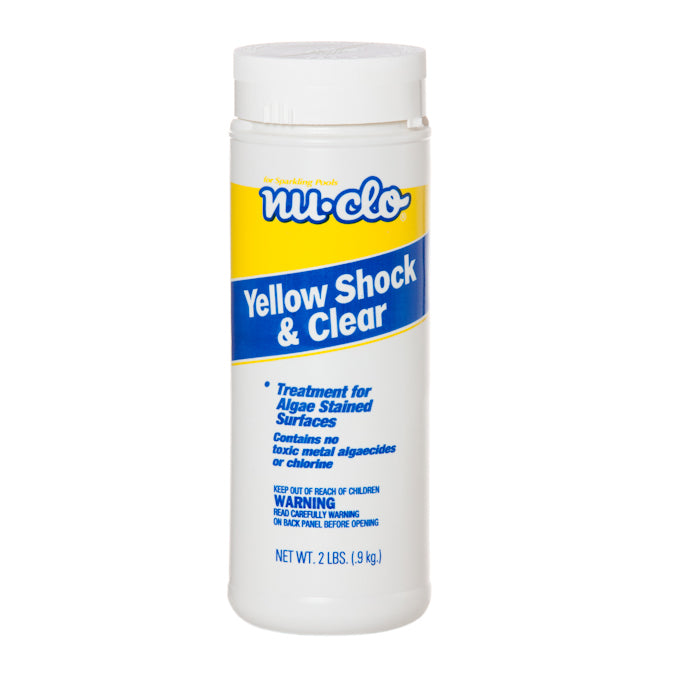 2 LB Nu-Clo Yellow Shock & Clear Stain Remover For Pools - Granular Algaecide & Non-Toxic 1520