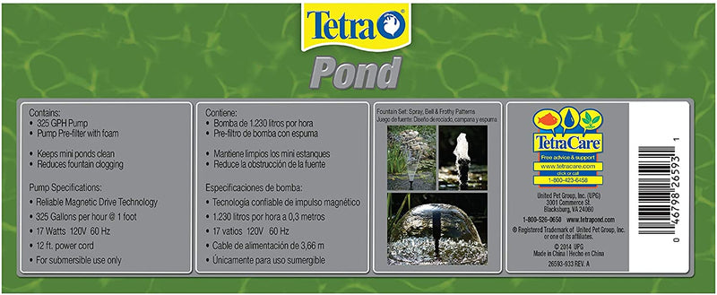 Tetra Filtration Fountain Kit 325 GPH For Complete Setup for 75-250 Gallon Ponds or Fountains