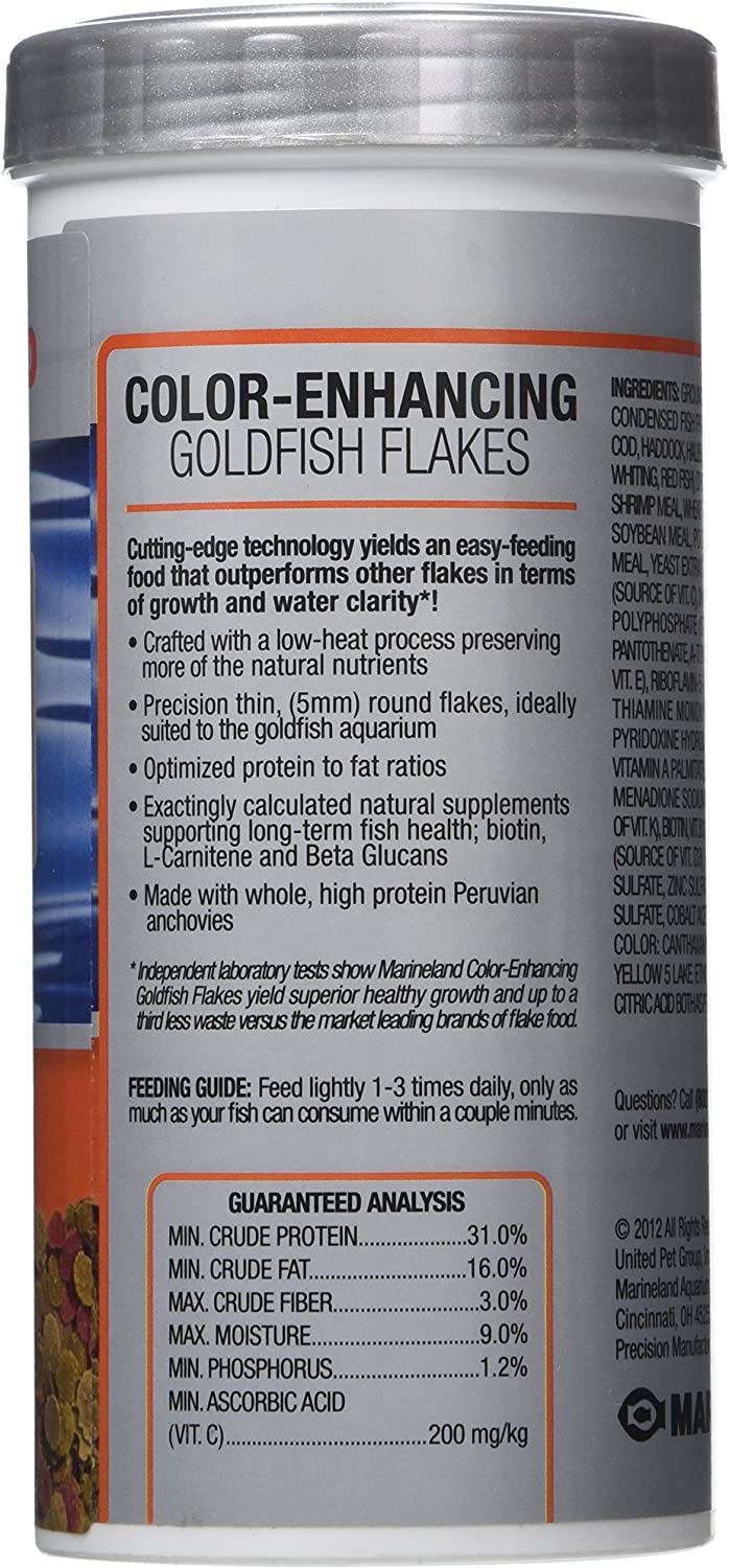 Marineland Color-Enhancing Goldish Food Flakes for Growth & Water Clarify - 4.41 OZ