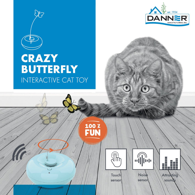 Danner Home Collection Crazy Butterfly Interactive Cat Toy Blue - MFG