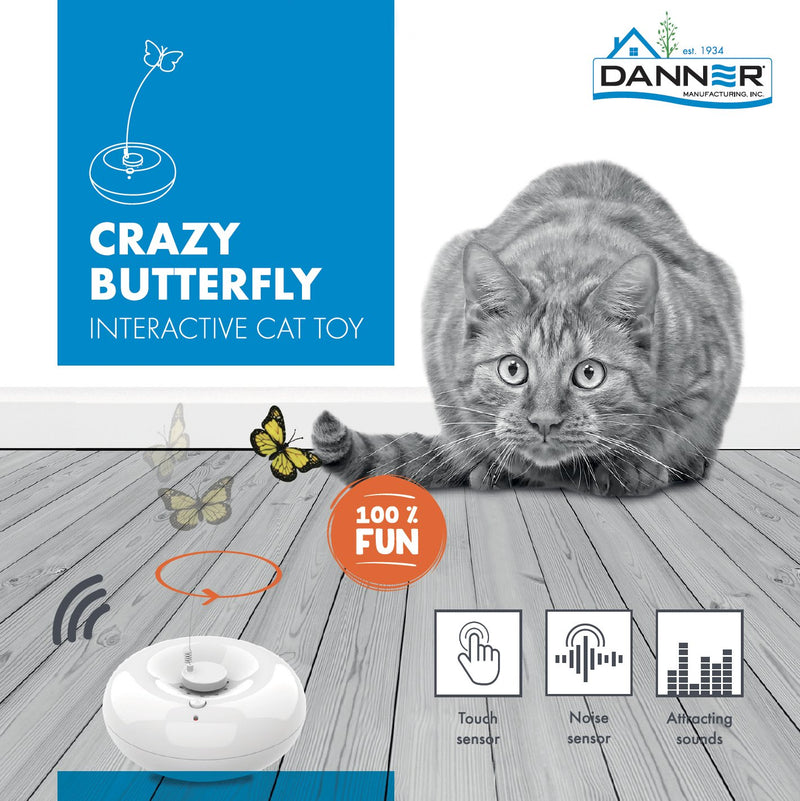 Danner Home Collection Crazy Butterfly Interactive Cat Toy White - MFG