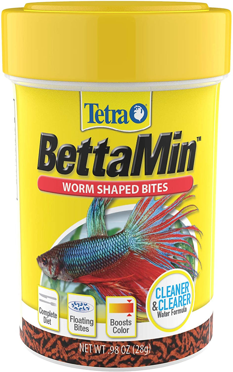 Tetra BettaMin Worm Shaped Bites Betta Food For Aquariums & Fish Tanks - 0.98 OZ