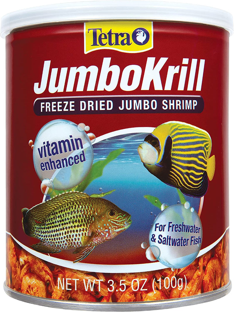 Tetra JumboKrill Freeze Dried Jumbo Shrimp Fish Food For Aquariums & Fish Tanks -3.5 OZ