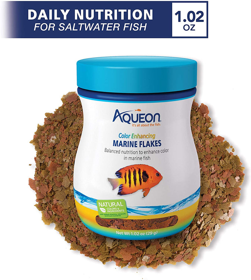 Aqueon Marine Flake Food Color Enhancing Marine Flakes Saltwater- 1.02 OZ