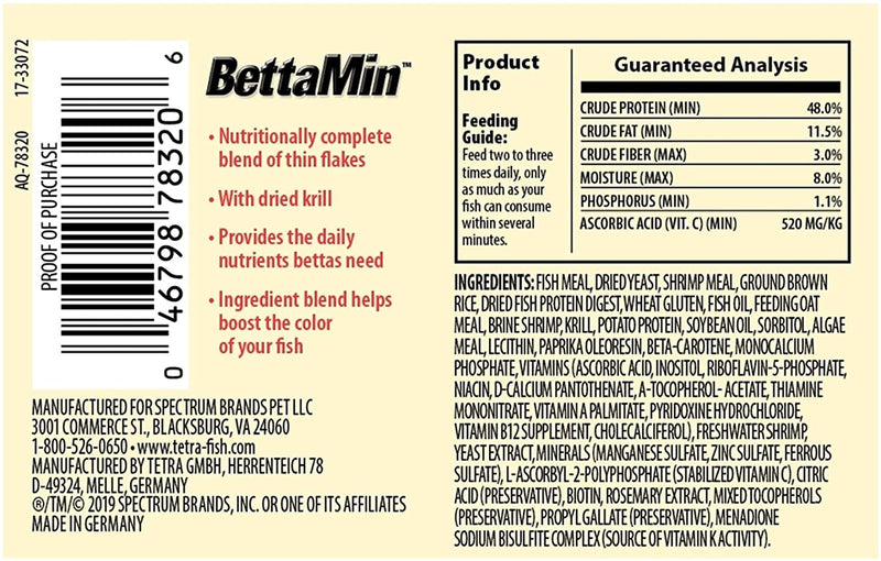 Bettamin Food Tetra Betta Flake Medley Tetra BettaMin Flake Medley