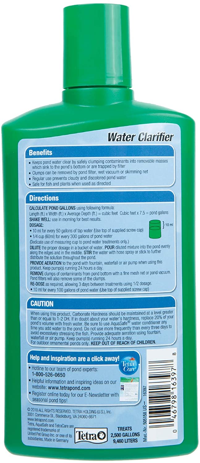 Tetra Pond Liquid Water Clarifier for Fish Ponds Treats 1,250 Gallons - 8.4 oz