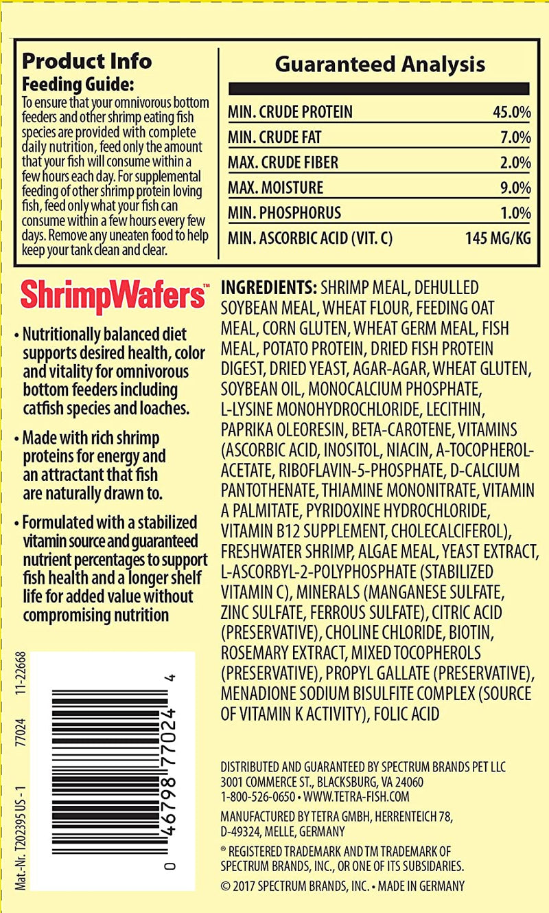 Tetra ShrimpWafers Food For Catfish & Loaches in Aquariums & Tanks - 3  OZ