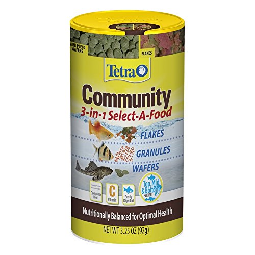 Tetra Community 3-IN-1 Select-A-Food Fish Food Flakes, Granules & Wafers For Aquariums & Fish Tanks - 3.25 OZ